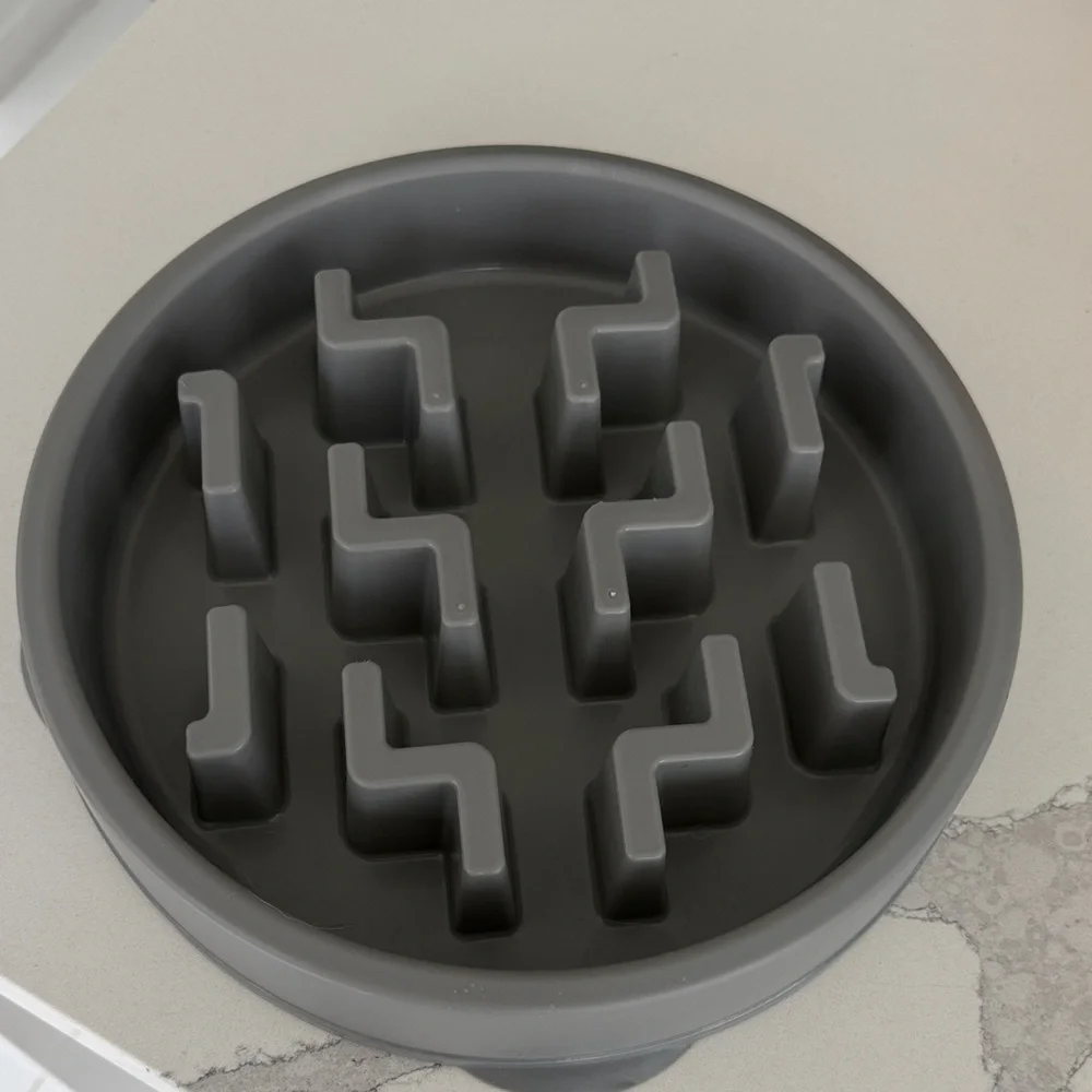 Gray Slow Feeder Large Dog Bowl
